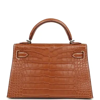 HERMÈS Hermes Special Order (HSS) Kelly Sellier 20 Gold Verso Matte Alligator Mississippiensis Palladium Hardware | Thumbnail 5 HERMÈS Hermes Special Order (HSS) Kelly Sellier 20 Gold Verso Matte Alligator Mississippiensis Palladium Hardware | Thumbnail 5