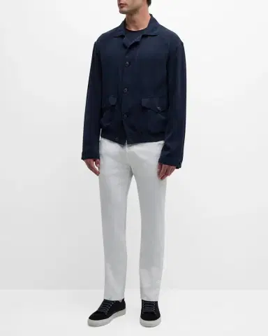 Giorgio Armani Men's Cupro Jacket with Flap Pockets | Thumbnail 2 Giorgio Armani Men's Cupro Jacket with Flap Pockets | Thumbnail 2
