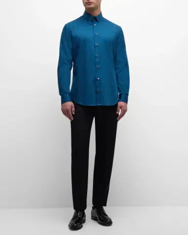 Giorgio Armani Men's Solid Cotton Sport Shirt | Thumbnail 2 Giorgio Armani Men's Solid Cotton Sport Shirt | Thumbnail 2