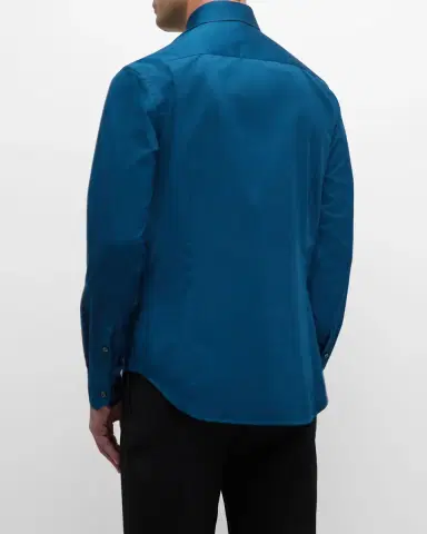 Giorgio Armani Men's Solid Cotton Sport Shirt | Thumbnail 3 Giorgio Armani Men's Solid Cotton Sport Shirt | Thumbnail 3