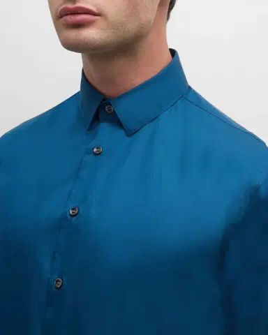 Giorgio Armani Men's Solid Cotton Sport Shirt | Thumbnail 4 Giorgio Armani Men's Solid Cotton Sport Shirt | Thumbnail 4