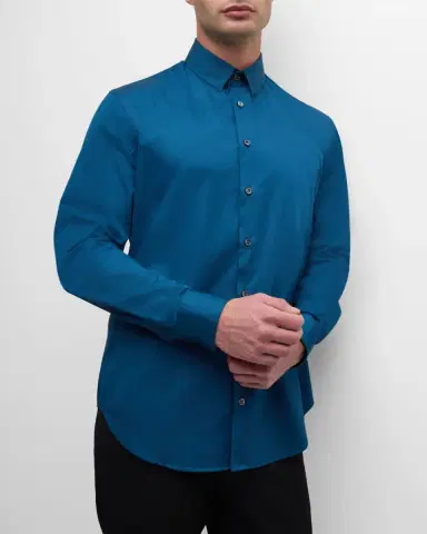Giorgio Armani Men's Solid Cotton Sport Shirt | Thumbnail 5 Giorgio Armani Men's Solid Cotton Sport Shirt | Thumbnail 5
