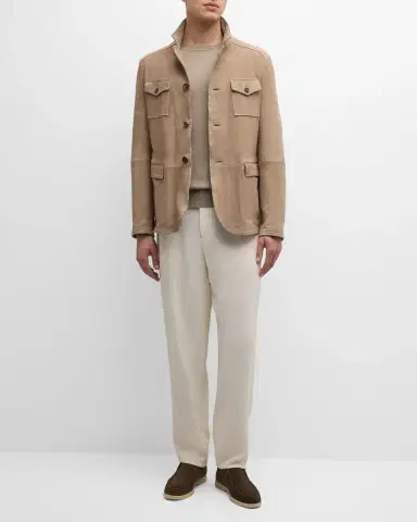 Giorgio Armani Men's Pleated Wool-Blend Suit Pants | Thumbnail 2 Giorgio Armani Men's Pleated Wool-Blend Suit Pants | Thumbnail 2