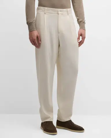 Giorgio Armani Men's Pleated Wool-Blend Suit Pants | Thumbnail 4 Giorgio Armani Men's Pleated Wool-Blend Suit Pants | Thumbnail 4