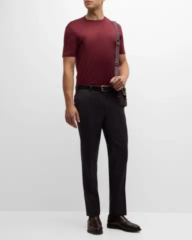 Giorgio Armani Men's Flat-Front Wool Trousers | Thumbnail 2 Giorgio Armani Men's Flat-Front Wool Trousers | Thumbnail 2