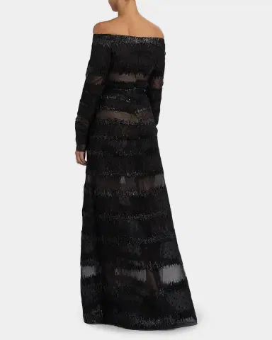 Atelier Prabal Gurung Karolina Metallic Tulle Off-Shoulder Gown | Thumbnail 3 Atelier Prabal Gurung Karolina Metallic Tulle Off-Shoulder Gown | Thumbnail 3