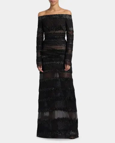 Atelier Prabal Gurung Karolina Metallic Tulle Off-Shoulder Gown | Thumbnail 4 Atelier Prabal Gurung Karolina Metallic Tulle Off-Shoulder Gown | Thumbnail 4