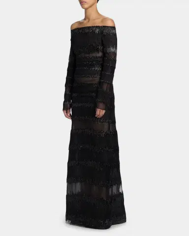 Atelier Prabal Gurung Karolina Metallic Tulle Off-Shoulder Gown | Thumbnail 5 Atelier Prabal Gurung Karolina Metallic Tulle Off-Shoulder Gown | Thumbnail 5