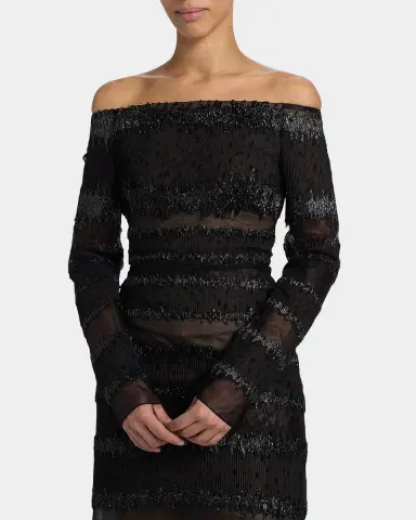 Atelier Prabal Gurung Karolina Metallic Tulle Off-Shoulder Gown | Thumbnail 6 Atelier Prabal Gurung Karolina Metallic Tulle Off-Shoulder Gown | Thumbnail 6
