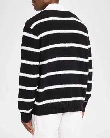 Dolce & Gabbana Men's Lace-Up Johnny Collar Polo Sweater | Thumbnail 3 Dolce & Gabbana Men's Lace-Up Johnny Collar Polo Sweater | Thumbnail 3