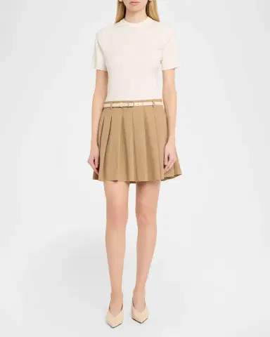 SIMKHAI Abbie Short-Sleeve Drop-Waist Mini Dress | Thumbnail 2 SIMKHAI Abbie Short-Sleeve Drop-Waist Mini Dress | Thumbnail 2