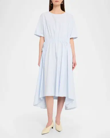 Lafayette 148 New York Drawstring Cotton Midi Dress | Thumbnail 2 Lafayette 148 New York Drawstring Cotton Midi Dress | Thumbnail 2