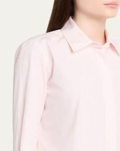 Max Mara Striped Cotton Button-Down Shirt | Thumbnail 10 Max Mara Striped Cotton Button-Down Shirt | Thumbnail 10