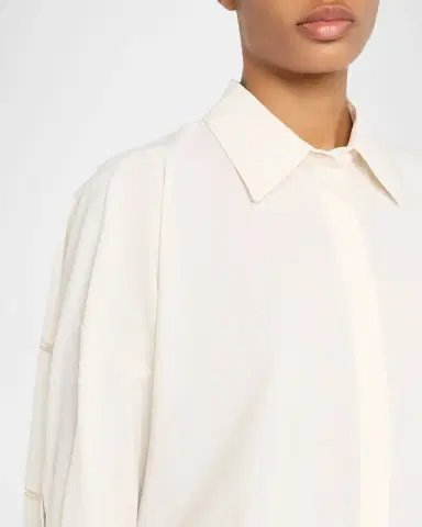 Fabiana Filippi Sheer Inset Stretch Wool-Blend Shirt | Thumbnail 4 Fabiana Filippi Sheer Inset Stretch Wool-Blend Shirt | Thumbnail 4