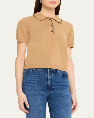 Frame The Leather Stitch Polo Sweater | Thumbnail 4 Frame The Leather Stitch Polo Sweater | Thumbnail 4