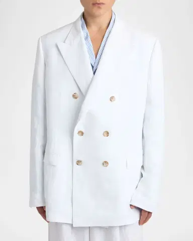 Dolce & Gabbana Men's Peak Lapel Double-Breasted Blazer | Thumbnail 4 Dolce & Gabbana Men's Peak Lapel Double-Breasted Blazer | Thumbnail 4