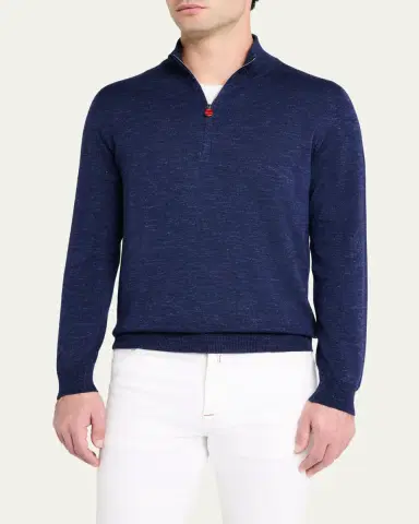 Kiton Men's Silk, Cashmere and Linen Half-Zip Sweater | Thumbnail 4 Kiton Men's Silk, Cashmere and Linen Half-Zip Sweater | Thumbnail 4