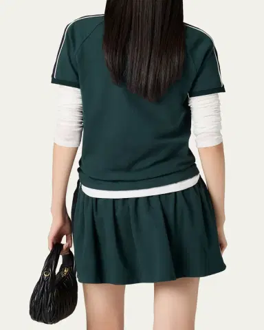 Miu Miu Embroidered Logo Cotton Jersey Polo hirt | Thumbnail 3 Miu Miu Embroidered Logo Cotton Jersey Polo hirt | Thumbnail 3
