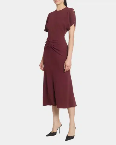Victoria Beckham Gathered Waist Crepe Midi Dress | Thumbnail 12 Victoria Beckham Gathered Waist Crepe Midi Dress | Thumbnail 12