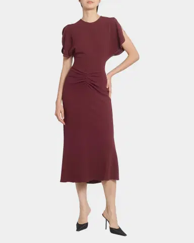 Victoria Beckham Gathered Waist Crepe Midi Dress | Thumbnail 14 Victoria Beckham Gathered Waist Crepe Midi Dress | Thumbnail 14