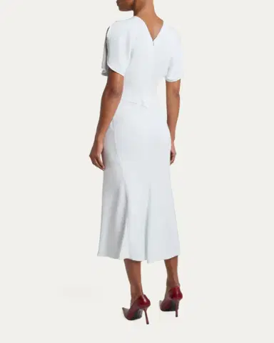 Victoria Beckham Gathered Waist Crepe Midi Dress | Thumbnail 3 Victoria Beckham Gathered Waist Crepe Midi Dress | Thumbnail 3