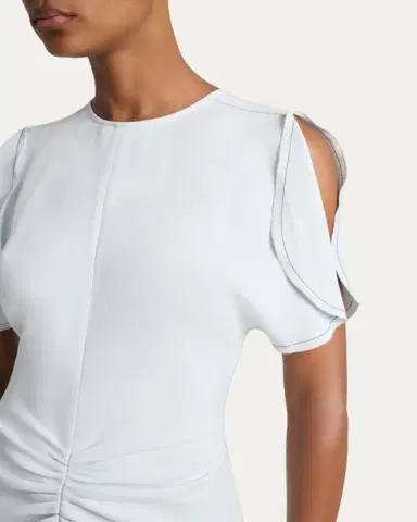 Victoria Beckham Gathered Waist Crepe Midi Dress | Thumbnail 5 Victoria Beckham Gathered Waist Crepe Midi Dress | Thumbnail 5