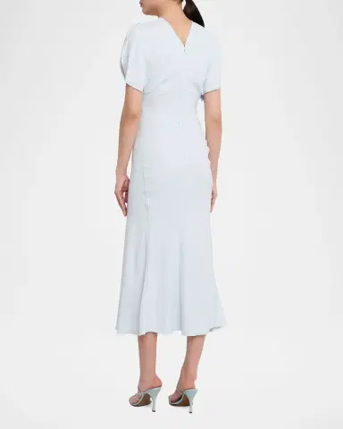 Victoria Beckham Gathered Waist Crepe Midi Dress | Thumbnail 7 Victoria Beckham Gathered Waist Crepe Midi Dress | Thumbnail 7