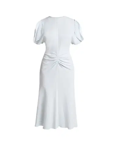 Victoria Beckham Gathered Waist Crepe Midi Dress | Thumbnail 1 Victoria Beckham Gathered Waist Crepe Midi Dress | Thumbnail 1
