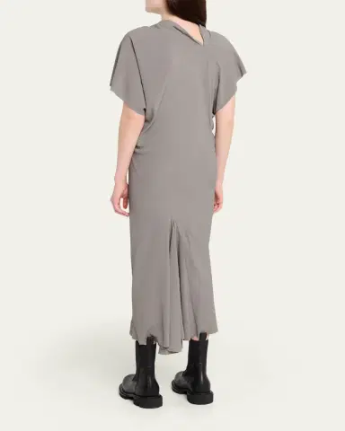 Rick Owens Cowl-Neck Short-Sleeve Silk Midi Dress | Thumbnail 3 Rick Owens Cowl-Neck Short-Sleeve Silk Midi Dress | Thumbnail 3