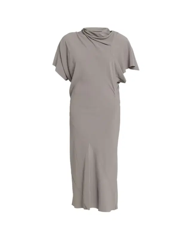 Cowl-Neck Short-Sleeve Silk Midi Dress Cowl-Neck Short-Sleeve Silk Midi Dress