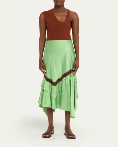 Diane von Furstenberg Sylvie Lace-Inset Satin Midi Skirt | Thumbnail 2 Diane von Furstenberg Sylvie Lace-Inset Satin Midi Skirt | Thumbnail 2