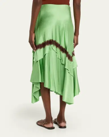 Diane von Furstenberg Sylvie Lace-Inset Satin Midi Skirt | Thumbnail 3 Diane von Furstenberg Sylvie Lace-Inset Satin Midi Skirt | Thumbnail 3