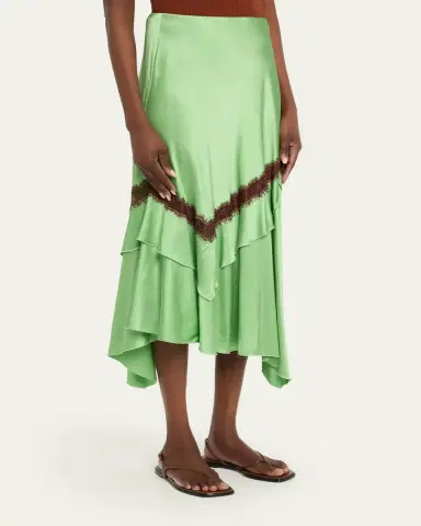 Diane von Furstenberg Sylvie Lace-Inset Satin Midi Skirt | Thumbnail 4 Diane von Furstenberg Sylvie Lace-Inset Satin Midi Skirt | Thumbnail 4