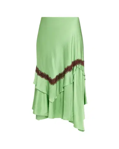 Diane von Furstenberg Sylvie Lace-Inset Satin Midi Skirt | Thumbnail 1 Diane von Furstenberg Sylvie Lace-Inset Satin Midi Skirt | Thumbnail 1