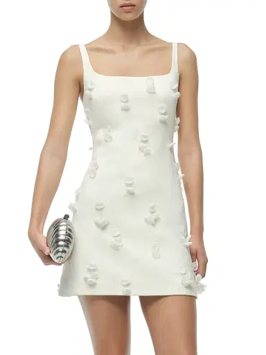 Simkhai Women's Cailinn Appliqué Linen-Blend Minidress - White - Size 14 | Thumbnail 2 Simkhai Women's Cailinn Appliqué Linen-Blend Minidress - White - Size 14 | Thumbnail 2