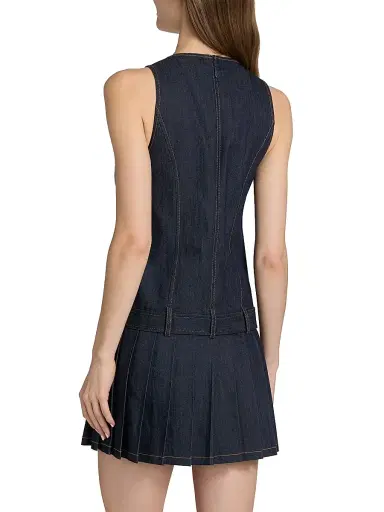Cinq à Sept Women's Elyse Belted Pleated Denim Minidress - Indigo | Thumbnail 5 Cinq à Sept Women's Elyse Belted Pleated Denim Minidress - Indigo | Thumbnail 5