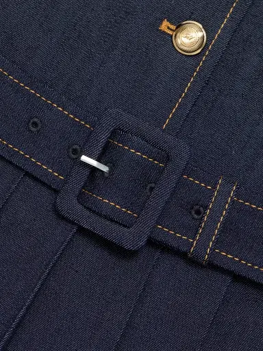Cinq à Sept Women's Elyse Belted Pleated Denim Minidress - Indigo | Thumbnail 7 Cinq à Sept Women's Elyse Belted Pleated Denim Minidress - Indigo | Thumbnail 7