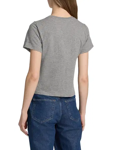 Cinq à Sept Women's Heatset Flowers Shrunken T-Shirt - Charcoal Heather Grey Multi | Thumbnail 5 Cinq à Sept Women's Heatset Flowers Shrunken T-Shirt - Charcoal Heather Grey Multi | Thumbnail 5