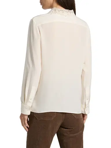 Nili Lotan Women's Zola Silk Lace Bib Shirt - | Thumbnail 5 Nili Lotan Women's Zola Silk Lace Bib Shirt - | Thumbnail 5