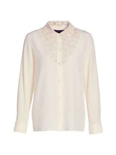 Nili Lotan Women's Zola Silk Lace Bib Shirt - | Thumbnail 1 Nili Lotan Women's Zola Silk Lace Bib Shirt - | Thumbnail 1