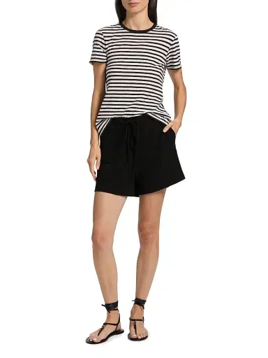 Nili Lotan Women's Lana Crewneck T-Shirt - Black Ivory Stripe - Size XL | Thumbnail 2 Nili Lotan Women's Lana Crewneck T-Shirt - Black Ivory Stripe - Size XL | Thumbnail 2