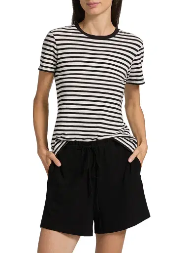Nili Lotan Women's Lana Crewneck T-Shirt - Black Ivory Stripe - Size XL | Thumbnail 3 Nili Lotan Women's Lana Crewneck T-Shirt - Black Ivory Stripe - Size XL | Thumbnail 3