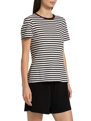 Nili Lotan Women's Lana Crewneck T-Shirt - Black Ivory Stripe - Size XL | Thumbnail 4 Nili Lotan Women's Lana Crewneck T-Shirt - Black Ivory Stripe - Size XL | Thumbnail 4