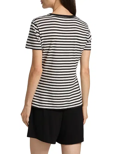 Nili Lotan Women's Lana Crewneck T-Shirt - Black Ivory Stripe - Size XL | Thumbnail 5 Nili Lotan Women's Lana Crewneck T-Shirt - Black Ivory Stripe - Size XL | Thumbnail 5