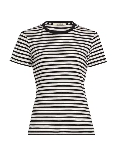 Nili Lotan Women's Lana Crewneck T-Shirt - Black Ivory Stripe - Size XL | Thumbnail 1 Nili Lotan Women's Lana Crewneck T-Shirt - Black Ivory Stripe - Size XL | Thumbnail 1