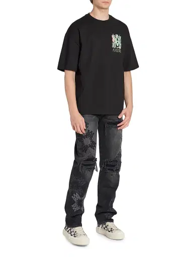 Amiri Men's MA Floral Logo Oversized T-Shirt - Black | Thumbnail 2 Amiri Men's MA Floral Logo Oversized T-Shirt - Black | Thumbnail 2