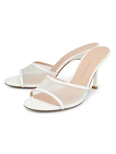 Stuart Weitzman Women's Bareitall 85MM Mesh-Patent Leather Sandals - White - Size 9.5 | Thumbnail 2 Stuart Weitzman Women's Bareitall 85MM Mesh-Patent Leather Sandals - White - Size 9.5 | Thumbnail 2