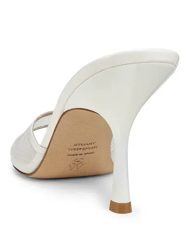 Stuart Weitzman Women's Bareitall 85MM Mesh-Patent Leather Sandals - White - Size 9.5 | Thumbnail 3 Stuart Weitzman Women's Bareitall 85MM Mesh-Patent Leather Sandals - White - Size 9.5 | Thumbnail 3