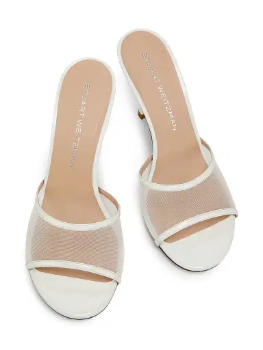 Stuart Weitzman Women's Bareitall 85MM Mesh-Patent Leather Sandals - White - Size 9.5 | Thumbnail 4 Stuart Weitzman Women's Bareitall 85MM Mesh-Patent Leather Sandals - White - Size 9.5 | Thumbnail 4