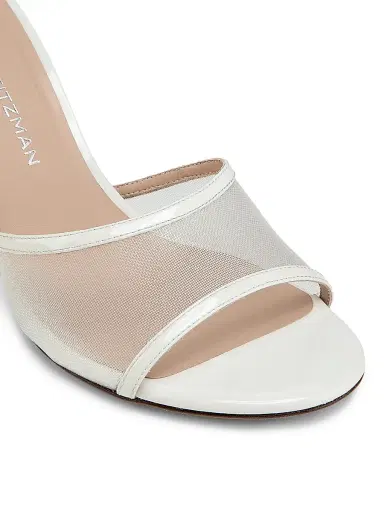 Stuart Weitzman Women's Bareitall 85MM Mesh-Patent Leather Sandals - White - Size 9.5 | Thumbnail 5 Stuart Weitzman Women's Bareitall 85MM Mesh-Patent Leather Sandals - White - Size 9.5 | Thumbnail 5